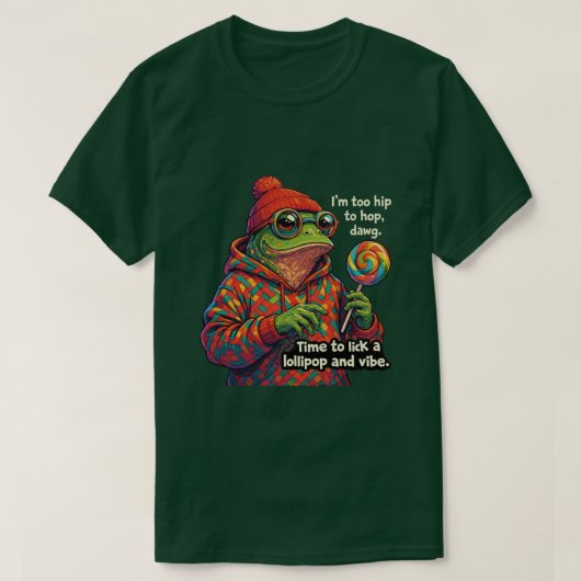 Frog licking a lollypop tシャツ (デザイン正面)