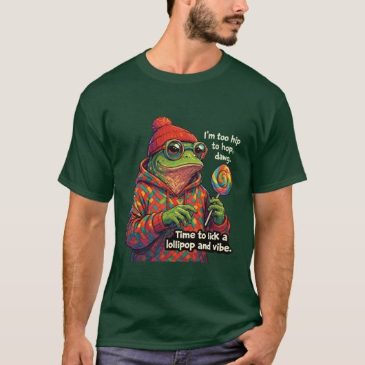 Frog licking a lollypop tシャツ (正面)