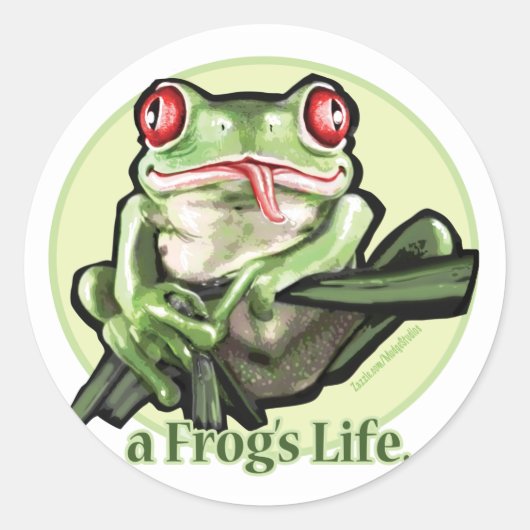 frog_life_zazzle1 ラウンドシール (正面)