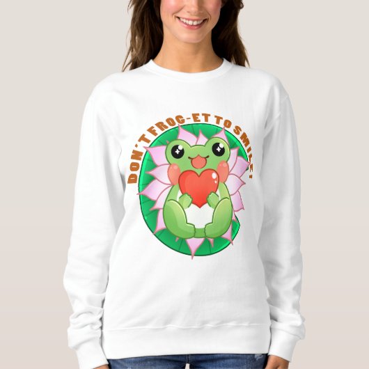 Frog Love – Cute Motivational Art スウェットシャツ (正面)