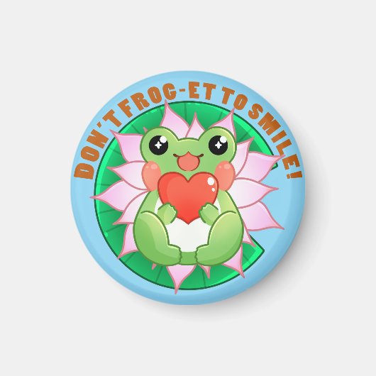 Frog Love – Cute Motivational Art マグネット (正面)