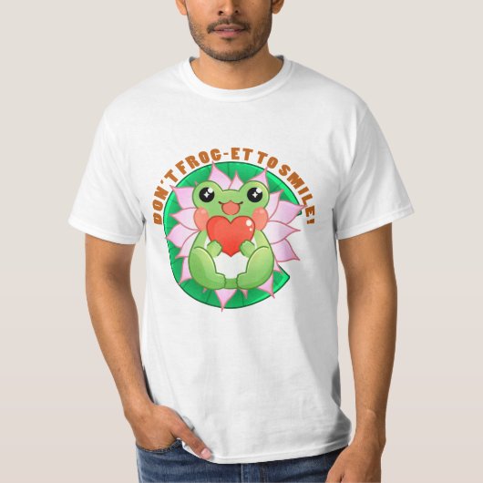 Frog Love – Cute Motivational Art Tシャツ (正面)