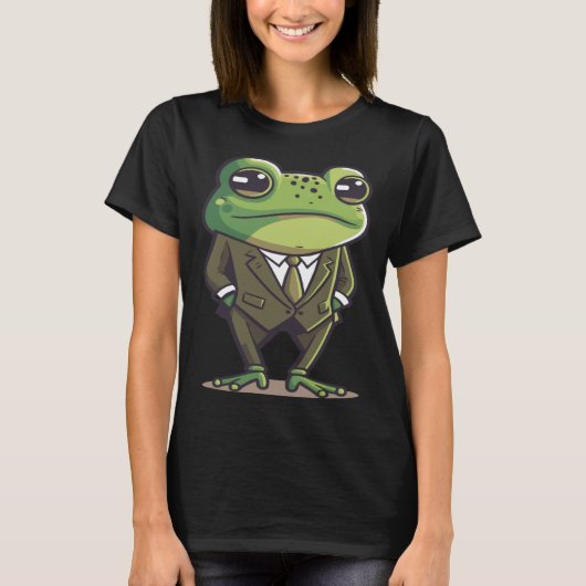 Frog man, mr frog, frog in suit, serious frog, fun tシャツ (正面)