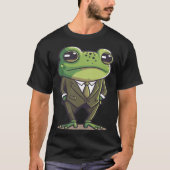 Frog man, mr frog, frog in suit, serious frog, fun tシャツ (正面)