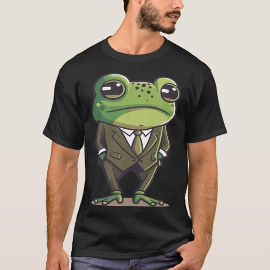 Frog man, mr frog, frog in suit, serious frog, fun tシャツ (正面)