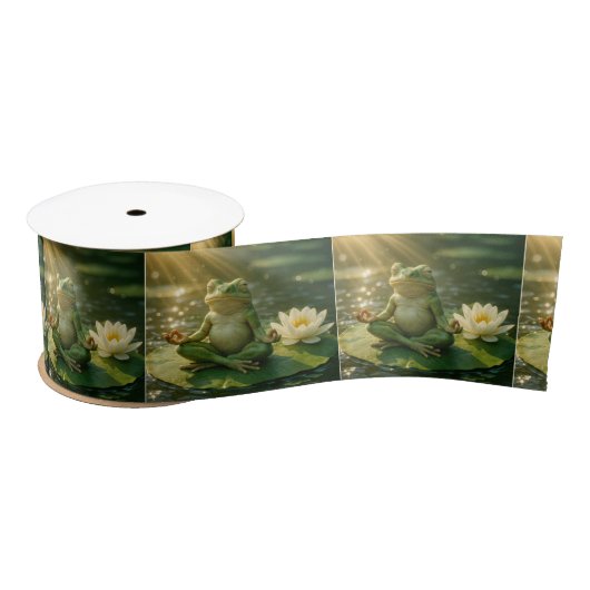 Frog Meditating On a Lily Pad サテンリボン (リール)