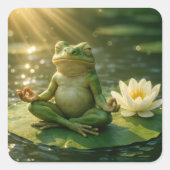 Frog Meditating On a Lily Pad スクエアシール (正面)