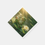 Frog Meditating On a Lily Pad スタンダードカクテルナプキン (角)