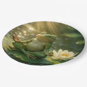 Frog Meditating On a Lily Pad ペーパープレート (アングル)