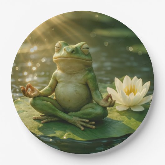 Frog Meditating On a Lily Pad ペーパープレート (正面)