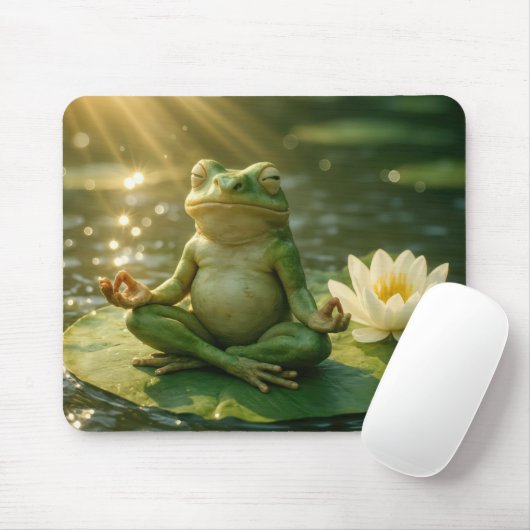 Frog Meditating On a Lily Pad マウスパッド (マウス)