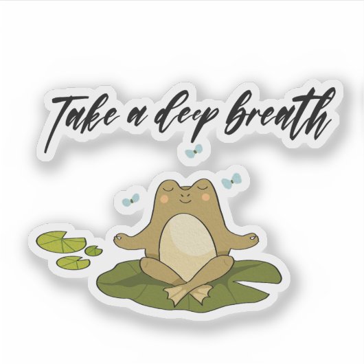 Frog Meditating Take A Deep Breath  シール (正面)