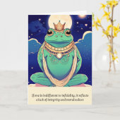 frog message happy birthday カード (黄色い花)