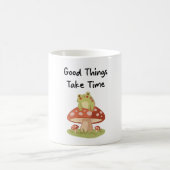 Frog Mushroom - Good Things Take Time Illustration コーヒーマグカップ (中央)