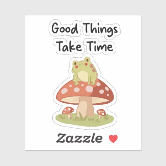 Frog Mushroom - Good Things Take Time Illustration シール (シート)