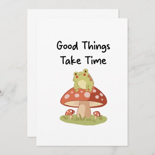 Frog Mushroom - Good Things Take Time Illustration 招待状 (正面/裏面)