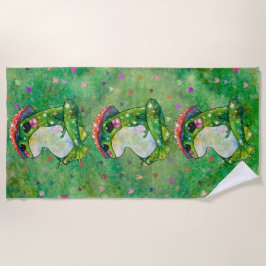 Frog named Clover ビーチタオル