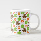 Frog & Nenupharシームレスパターン ジャンボコーヒーマグカップ (右)