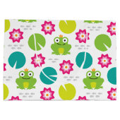 Frog & Nenupharシームレスパターン ラージペーパーバッグ (裏面)