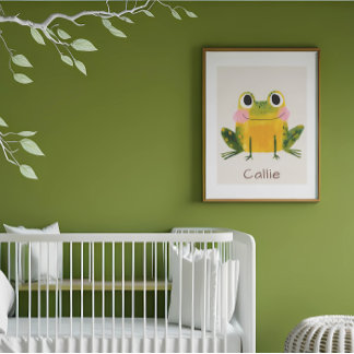 Frog Nursery Name Wall Art Print ポスター