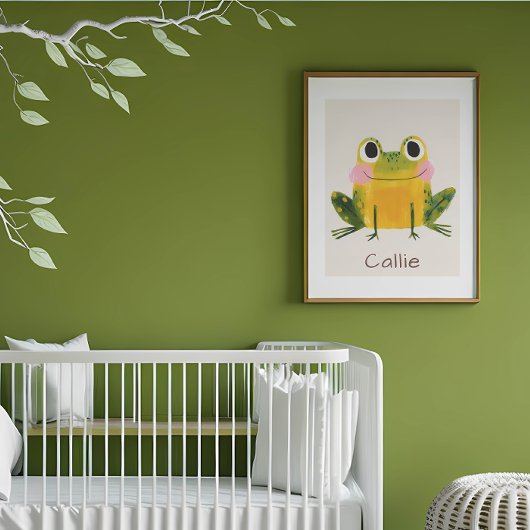 Frog Nursery Name Wall Art Print ポスター