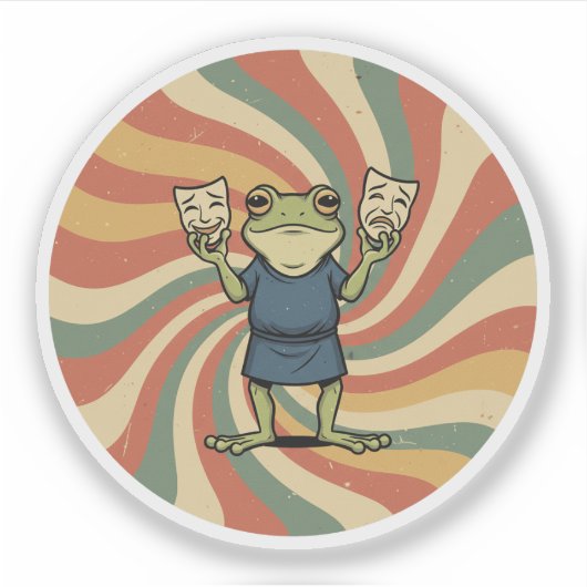Frog of Comedy & Tragedy - Retro Theatre Masks シール (正面)