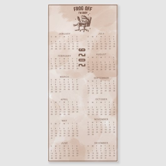 FROG Off I'm Busy  2026 Brown Frog Calendar (正面)