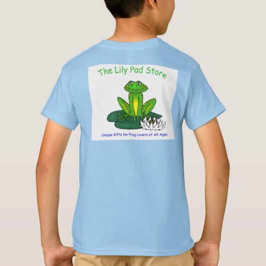 Frog on a Lily Pad Kid's Light Blue T-Shirt Tシャツ (裏面)