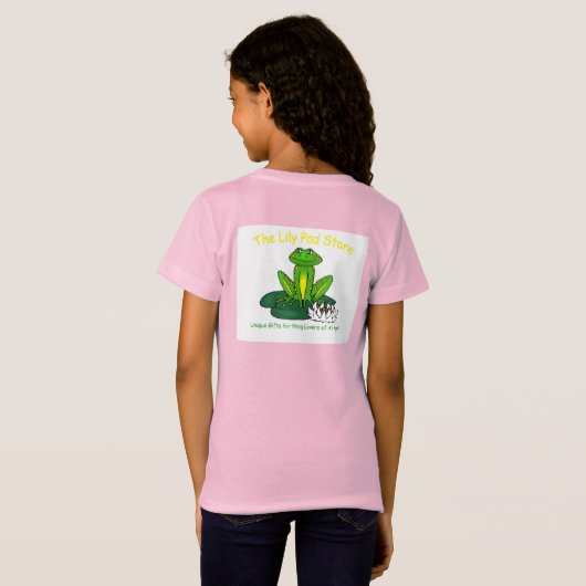 Frog on a Lily Pad Kid's Pink  Tシャツ (裏面フル)