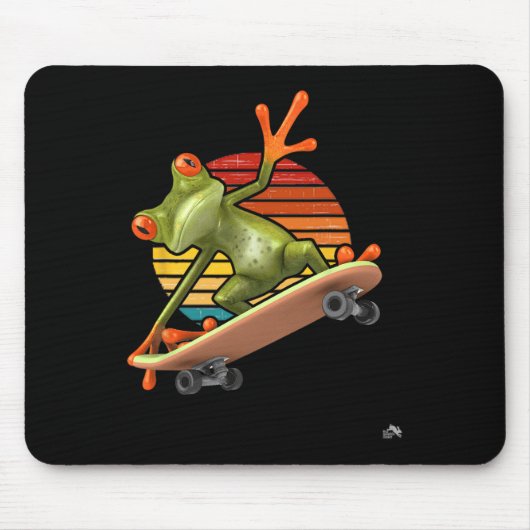 Frog On A Skateboard - Retro Sunset Skateboarding  マウスパッド (正面)