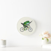 Frog On Bicycle ラウンド壁時計 (ホーム)