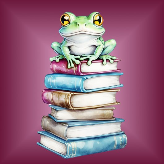 Frog on Books Tシャツ