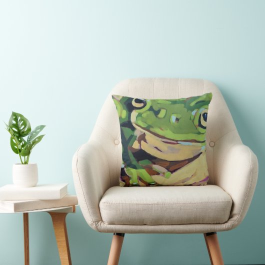 Frog Painting- Gift for Frog Lovers クッション (椅子)