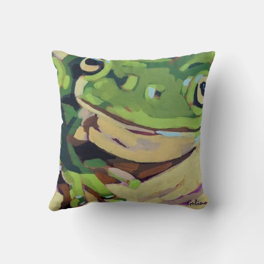 Frog Painting- Gift for Frog Lovers クッション (裏面)