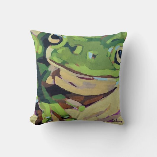 Frog Painting- Gift for Frog Lovers クッション (正面)