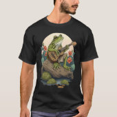 Frog Playing Guitar  Frog Banjo On Log Aesthetic F Tシャツ (正面)