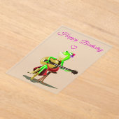 Frog Playing Guitar Funny Birthday Card アクリル招待状 (レイダウン)