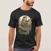 Frog Playing Guitar Playing Banjo On Log Aesthetic Tシャツ (正面)