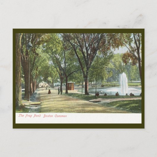 Frog Pond, Boston Common c1910ヴィンテージ ポストカード (正面)