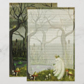 Frog Prince - Cute Ghost Lined Letter Writing 便箋 (正面/裏面)