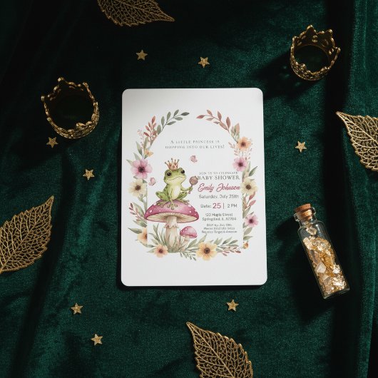 Frog Princess Baby Shower Floral Invitation 招待状