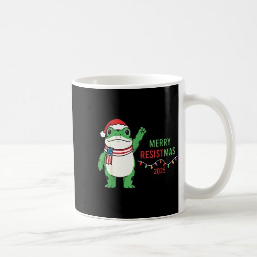 Frog Retro Merry Resistmas Funny Litical Christmas コーヒーマグカップ (右)