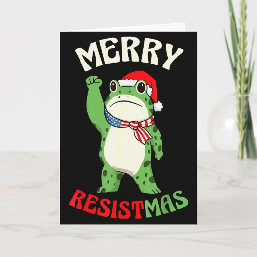 Frog Retro Merry Resistmas Funny Political Christm カード (正面)