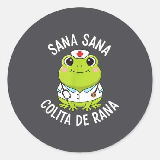 Frog Sana Sana Colita De Rana Frog Mexican Nurse L ラウンドシール (正面)