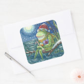 FROG SANTA ON LOG, HOLLIDAY CHRISTMASスタンプSqu スクエアシール (封筒)