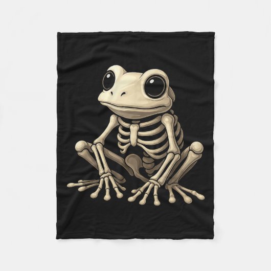 Frog Skeleton Halloween Funny Frog Lover Men Women フリースブランケット (正面)