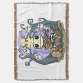Frog Skeleton Playing Ukulele with Ghosts スローブランケット (正面縦)