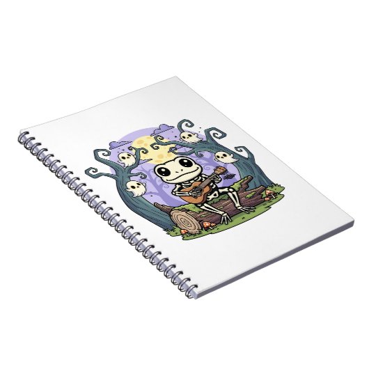 Frog Skeleton Playing Ukulele with Ghosts ノートブック (右側)