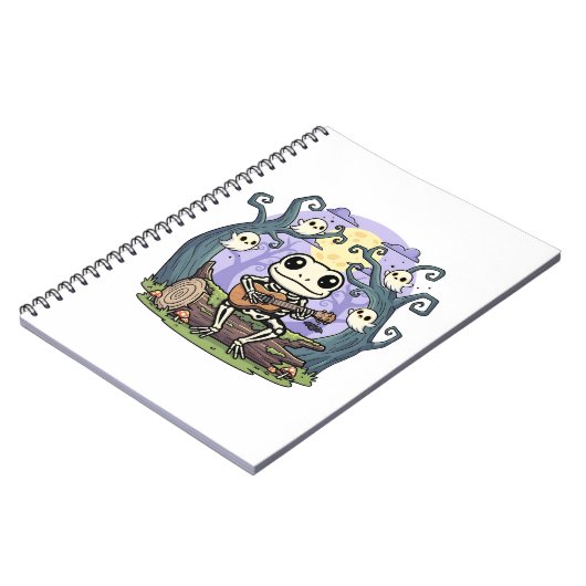Frog Skeleton Playing Ukulele with Ghosts ノートブック (左側)