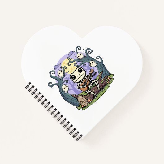 Frog Skeleton Playing Ukulele with Ghosts ノートブック (正面)